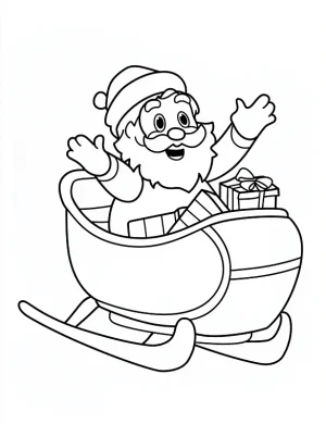 Joyful Santa Riding Sleigh with Gifts Coloring Page By Mindset Flow
