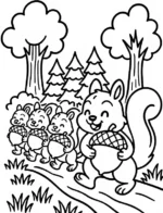 Joyful Squirrels on an Acorn Parade Coloring Page By Mindset Flow