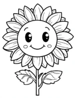 Joyful Sunflower With Big Eyes Adult Flower Coloring Page By Mindset Flow