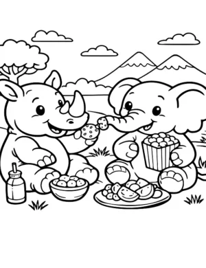 Jungle Picnic Friends Coloring Page By Mindset Flow
