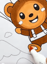 Kawaii Bear Paragliding Printable Coloring Page How to video