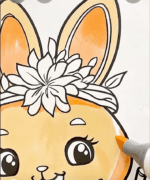 Kawaii Bunny Floating Printable Coloring Page-HowToVideo