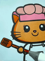 Kawaii Cat BBQ Grilling Printable Coloring Page How to video