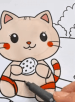 Kawaii Cat Printable Picnic Coloring Page How To Video