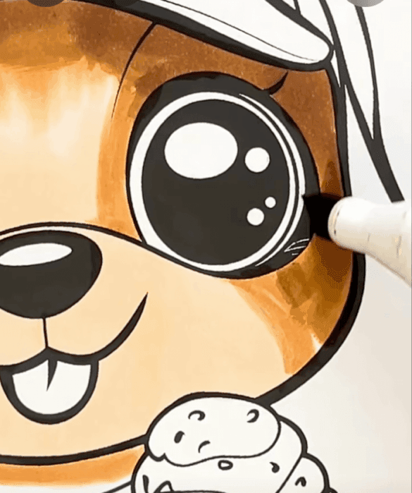 Kawaii Dog Ice Cream Printable Coloring Page-HowToVideo Kawaii Dog Ice Cream Printable Coloring Page-HowToVideo