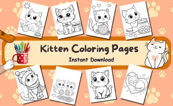 Kitten Coloring Pages by Mindset Flow