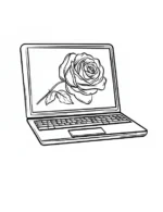 Laptop With Rose On Screen Flower Coloring Page By Mindset Flow
