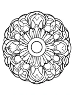 Layered Floral Mandala With Central Circle Petal Design Coloring Page by Mindset Flow