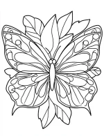 Leaf Like Butterfly Mandala with Swirling Wings and Elegant Detailing Coloring Page by Mindset Flow