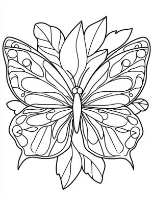 Leaf Like Butterfly Mandala with Swirling Wings and Elegant Detailing Coloring Page by Mindset Flow
