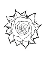 Leafy Rose Flower with Detailed Petals Coloring Page