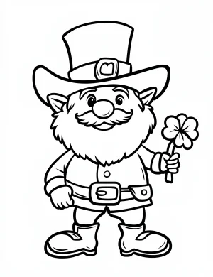 Leprechaun Holding Shamrock Coloring Page