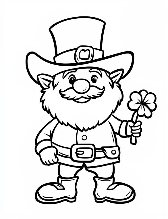 Leprechaun Holding Shamrock Coloring Page