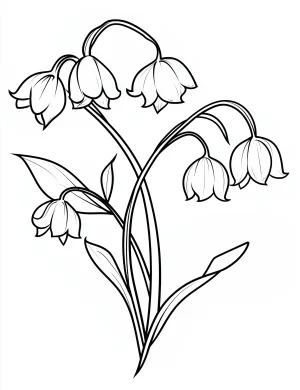 Lily Flowers with Leaves Coloring Page