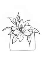 Lily Plant in Plastic Vase Printable Coloring Page