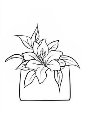 Lily Plant in Plastic Vase Printable Coloring Page
