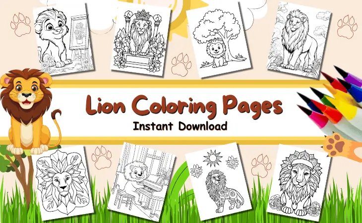 Lion Coloring Pages by Mindset Flow