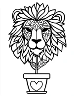 Lion Head Flower Like In a Vase Coloring Page by Mindset Flow