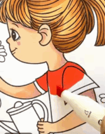 Little Girl Watering Flowers Summer Solstice Coloring Page How To Video