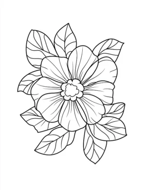 Lovable Large Bloom With Leaves Flower Coloring Page By Mindset Flow