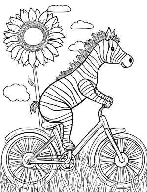 Lovable Zebra Riding Bicycle Coloring Page By Mindset Flow