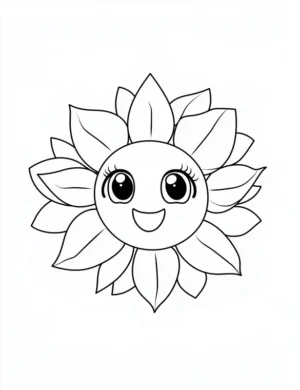 Lovely Cartoon Fire Flower for Kids Coloring Page