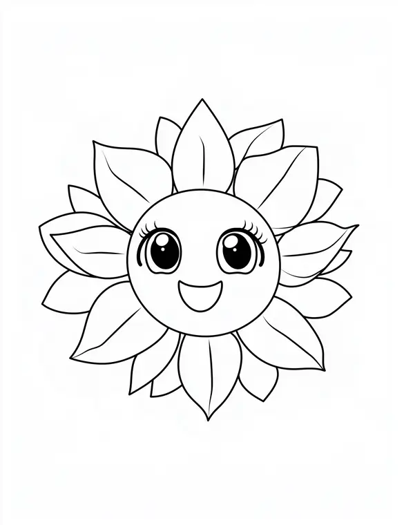 Lovely Cartoon Fire Flower for Kids Coloring Page