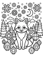 Magical Lantern Arctic Fox Coloring Page By Mindset Flow