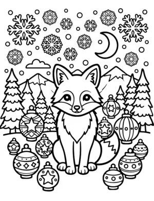 Magical Lantern Arctic Fox Coloring Page By Mindset Flow