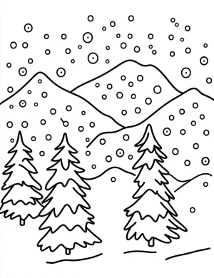 Magical Snow-Covered Mountains Coloring Page by Mindset Flow