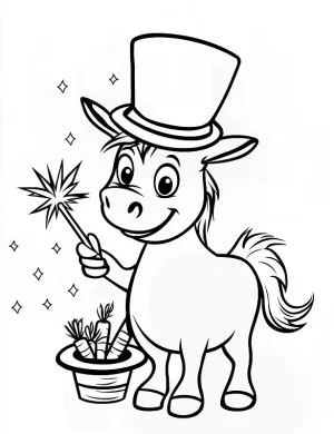 Magician Donkey with Carrots Coloring Page by Mindset Flow