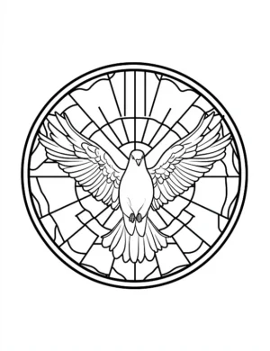 Majestic Dove Radiant Sunburst Spiritual Mandala Circle Coloring Page by Mindset Flow