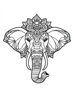 Majestic Elephant Head Mandala with Decorative Patterns Coloring Page by Mindset Flow