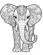 Majestic Elephant Mandala Front View with Ornamental Patterns Coloring Page by Mindset Flow