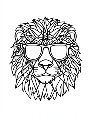 Majestic Face Mandala Lion Coloring Page by Mindset Flow