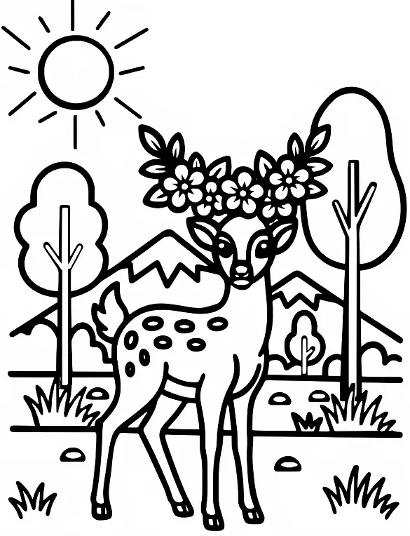 Majestic Floral Crown Deer Animal Coloring Page By Mindset Flow Majestic Floral Crown Deer Animal Coloring Page By Mindset Flow