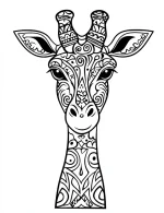 Majestic Giraffe Head Zentangle Mandala Outline Coloring Page by Mindset Flow