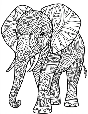 Majestic Intricate Elephant Mandala Decorative Design Coloring Page by Mindset Flow
