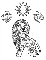 Majestic Lion With Floral Patterns Coloring Page by Mindset Flow