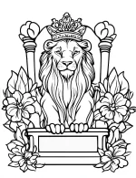 Majestic Lion with Crown Coloring Page by Mindset Flow