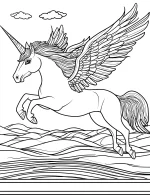 Majestic Pegasus Flying Over Rolling Hills Coloring Page