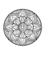 Mandala Circular Floral Core Symmetrical Pattern Coloring Page by Mindset Flow