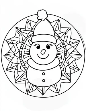 Mandala Design Snowman Christmas Coloring Page Holiday Fun By Mindset Flow