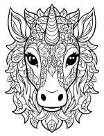 Mandala Unicorn with Intricate Floral Patterns and Designs Coloring Page