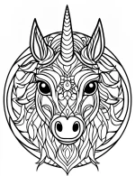 Mandala Unicorn with Intricate Patterns and Designs Coloring Page