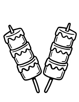 Marshmallow Sticks with Drizzled Icing Coloring Page by Mindset Flow