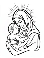 Mary Holding Baby Jesus Christmas Coloring Page by Mindset Flow
