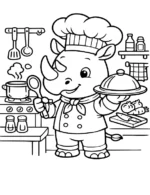 Master Chef Rhino Coloring Page By Mindset Flow
