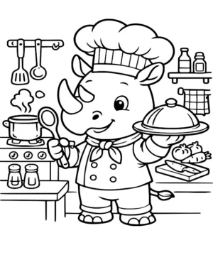 Master Chef Rhino Coloring Page By Mindset Flow