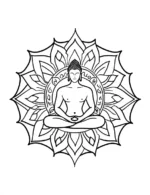 Meditating Buddha With Mandala Lotus Background Coloring Page by Mindset Flow